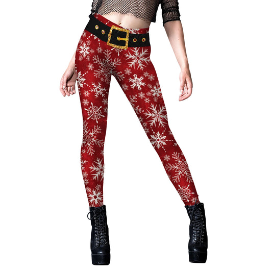 Snowflake Christmas Leggings High Waist Skinny Legging Fitness Ladies Printed Workout Leggings Stretch Trousers Pants
