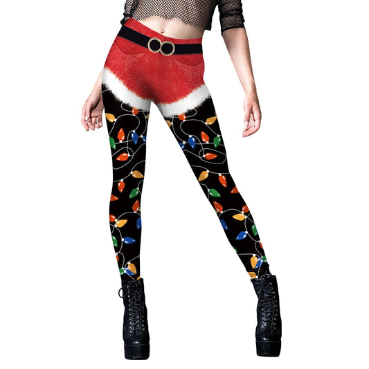 Lights Christmas High Waist Cosplay Printed Leggings Polyester Spandex Autumn And Winter Clothing