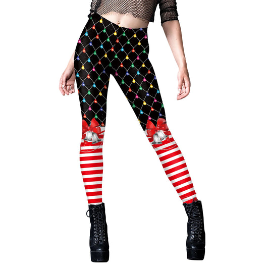 Lights Christmas High Waist Cosplay Printed Leggings Polyester Spandex Autumn And Winter Clothing